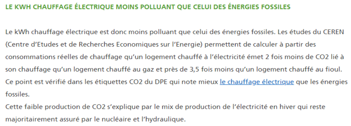 3 LE KWH CHAUFFAGE ELECTRIQUE MOINS POLLUANT QUE CELUI DES ENERGIES FOSSILES